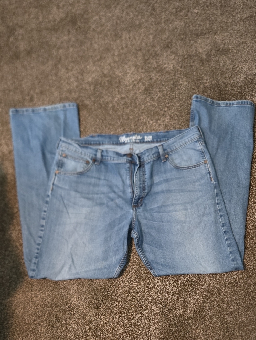 Light Blue Men's Wrangler Retro Slim Boot Jeans - Picture 4 of 7